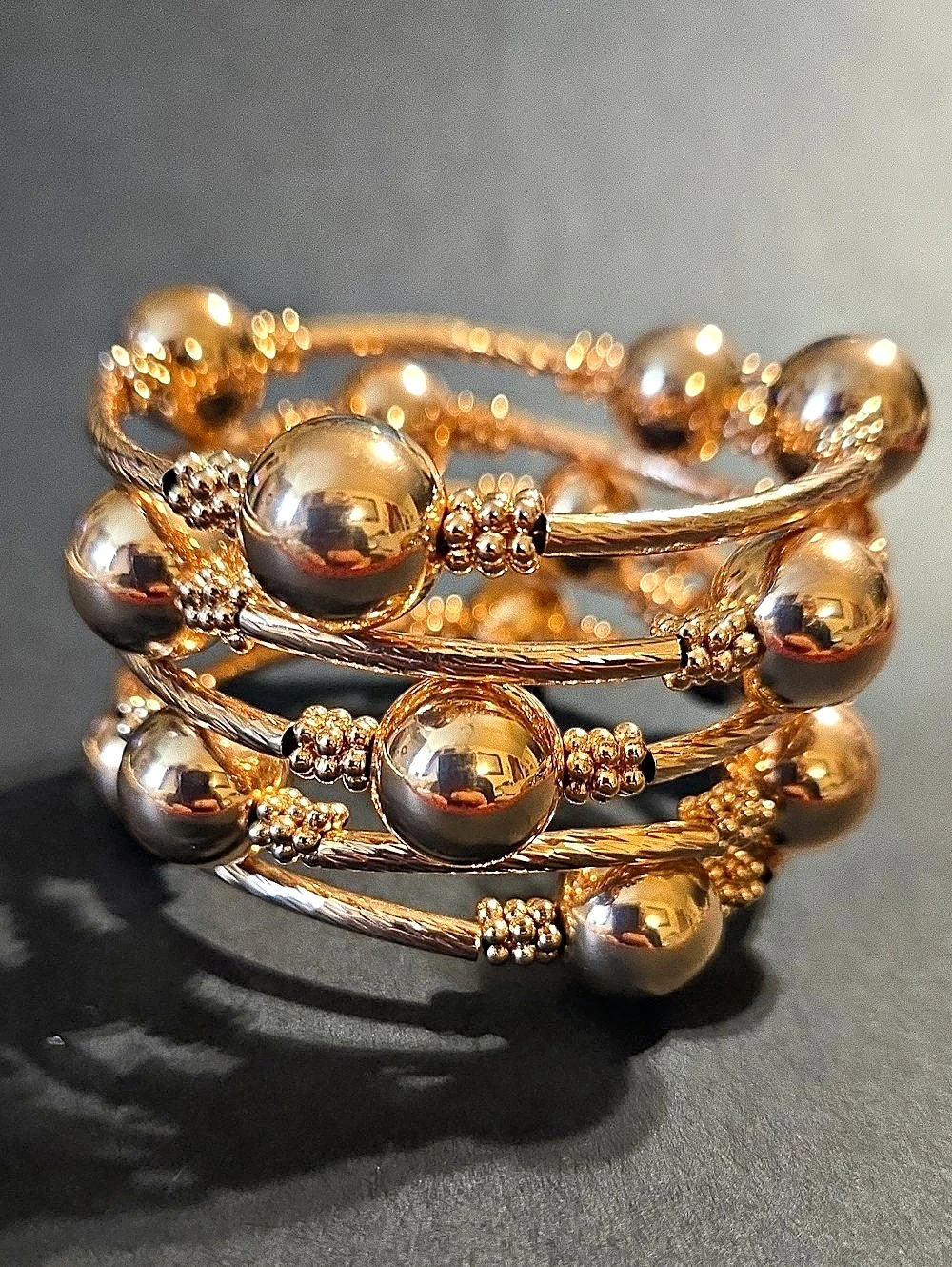 Rose Gold Beaded Coil Bracelet Like New